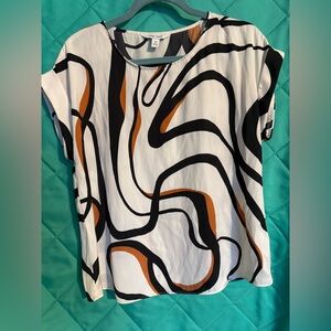 Chic Abstract Women's Blouse in Black and Orange